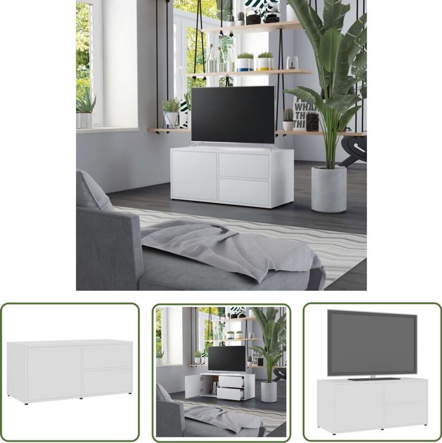 VidaXL Tv-meubel 80x34x36 cm Bewerkt hout Wit Televisiescherm Tv Meubels Salontafel Woonkamerinrichting Houten Meubels Witte Meubels Modern Tv Stand Minimalistisch Tv Meubel Tv Kast Media Kast - Foto 2