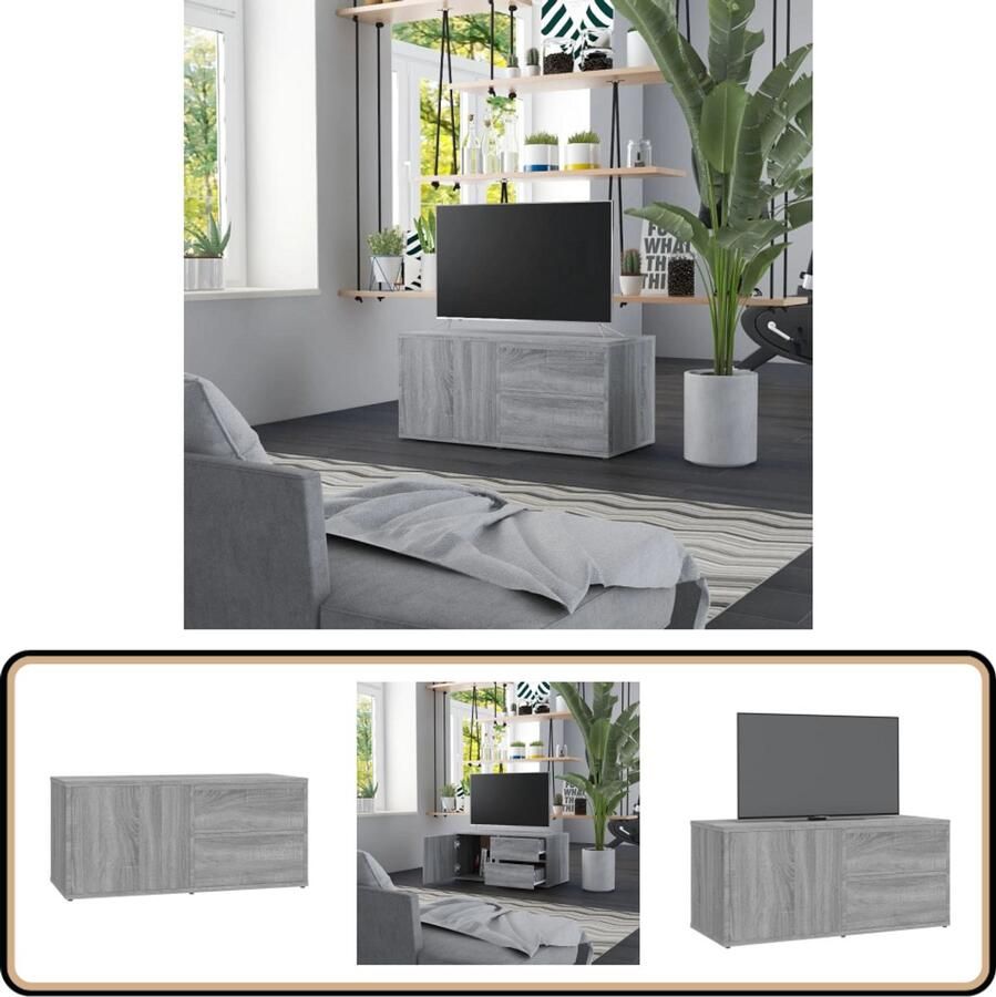 VidaXL Tv-meubel 80x34x36 cm Grijs Sonoma Eiken Televisiescherm Meubilair Salontafel Woonkamerinrichting Houten Tv Stand Grijze Tv Tafel Tv Kast