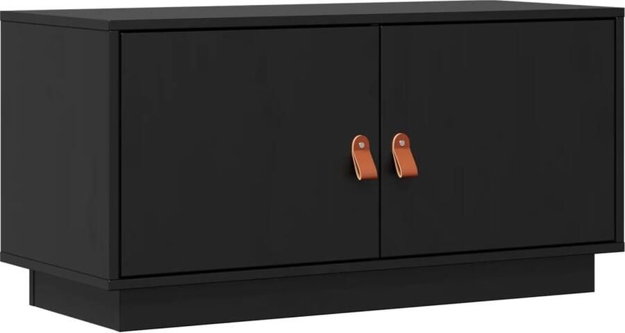 VidaXL Tv-meubel 80x34x40 cm Zwart Grenenhout Tv Kast Houten Tv-kast Grenenhout Tv-kast Zwarte Tv-kast Tv Meubels Salontafel Livingroom Furniture Interieurdecoratie Woonkamerinrichting