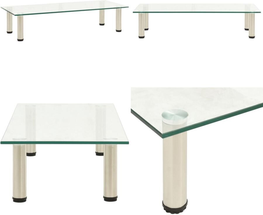 VidaXL Tv-meubel 80x35x17 cm gehard glas transparant Tv-standaard Tv-standaarden Tv-standaards Tv-meubel