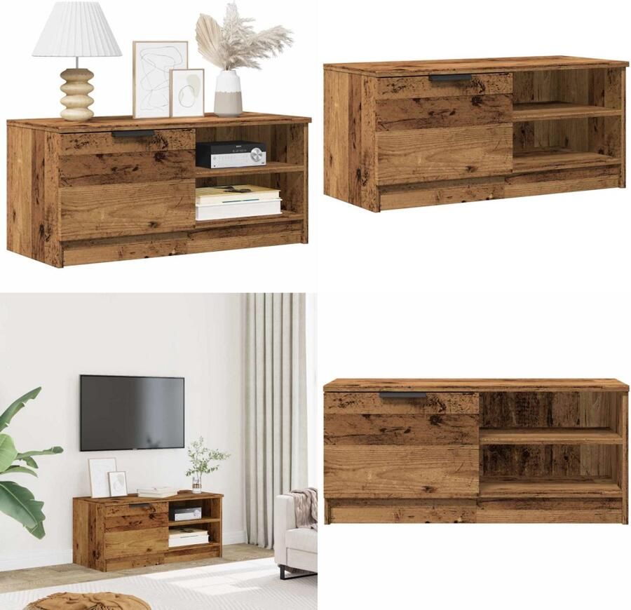 VidaXL Tv-meubel 80x35x36 5 cm bewerkt hout oud houtkleurig Tv-meubel Tv-meubels Tv-kast Hifi-kast