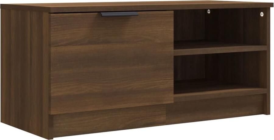 VidaXL Tv-meubel 80x35x36 5 cm Bruin Eiken Hout Tv Kast Houten Tv Kast Tv Meubels Salontafel Bergruimte Design Tv Kast Bruine Eiken