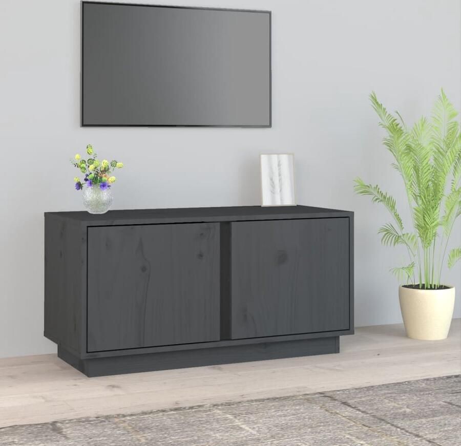 VidaXL Tv-meubel 80x35x40 5 cm Massief grenenhout Grijs Tv Meubelen Grenoble Hout Grijze Tv Kast TV Stand Houten Tv Kast Salontafel Living Room Furniture Modern Tv Cabinet Minimalistisch Tv Meubel - Foto 2