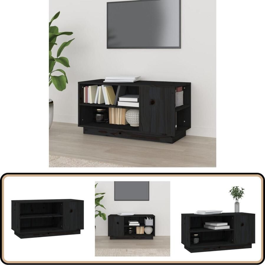 VidaXL Tv-meubel 80x35x40 5 cm Zwart Grenenhout Houten Tv Kast Tv Meubels Media Kast Salontafel Living Room Furniture Entertainment Center