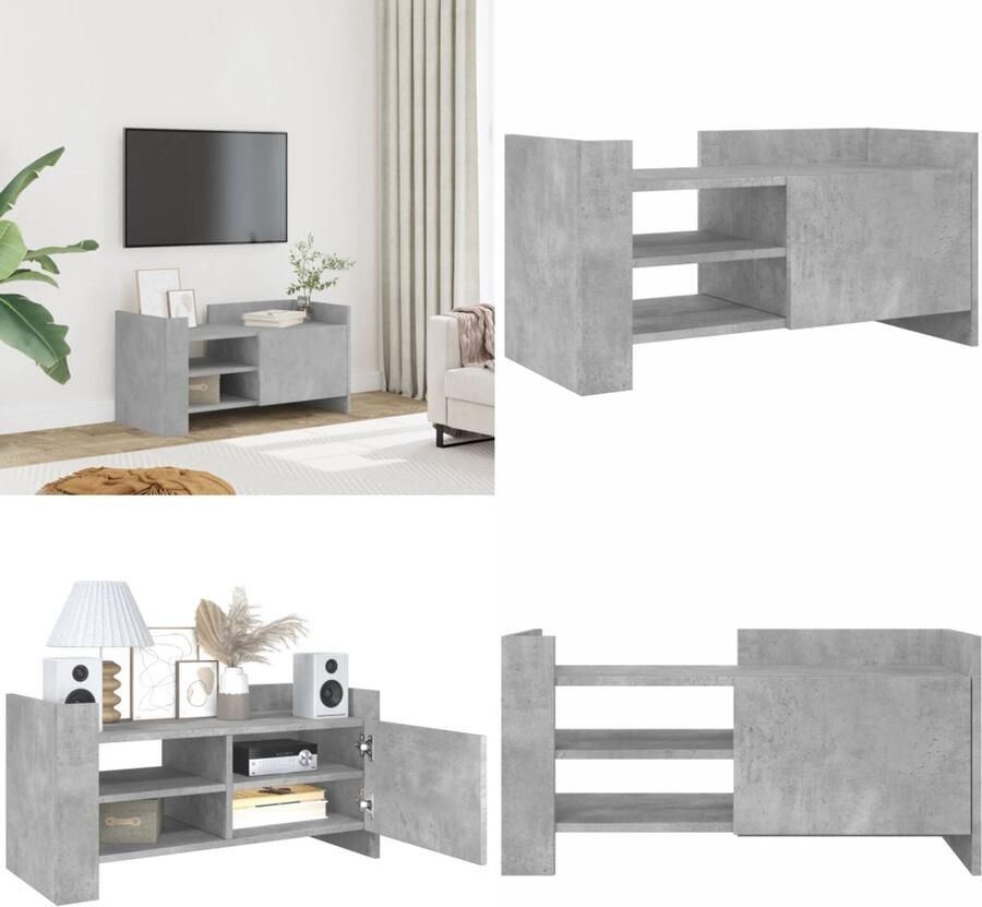 VidaXL Tv-meubel 80x35x40 cm bewerkt hout betongrijs Tv-meubel Tv-meubelen Tv Kast Opbergkast
