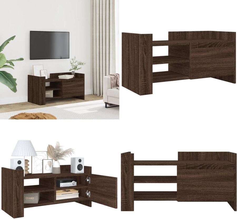 VidaXL Tv-meubel 80x35x40 cm bewerkt hout bruin eikenkleurig Tv-meubel Tv-meubelen Tv Kast Opbergkast