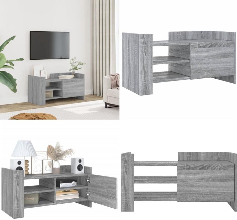 VidaXL Tv-meubel 80x35x40 cm bewerkt hout grijs sonoma eikenkleurig Tv-meubel Tv-meubelen Tv Kast Opbergkast