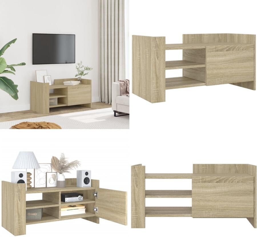 VidaXL Tv-meubel 80x35x40 cm bewerkt hout sonoma eikenkleurig Tv-meubel Tv-meubelen Tv Kast Opbergkast
