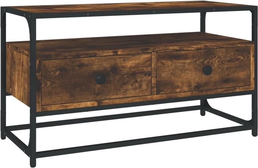 VidaXL -Tv-meubel-80x35x45-cm-bewerkt-hout-gerookt-eikenkleurig - Foto 2