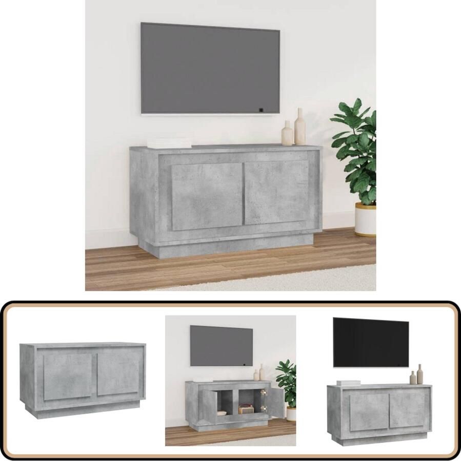 VidaXL Tv-meubel 80x35x45 cm Bewerkt hout Grijs Tv-meubel Houten Tv-meubel Grijs Tv-meubel Media Kast Salontafel Woonkamer Meubilair Bergruimte Modern Tv-meubel Compact Tv-meubel