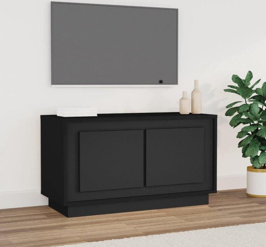 VidaXL Tv-meubel 80x35x45 cm Bewerkt hout Zwart TV Kast TV Stand Media Kast Salontafel Houten Meubilair Zwart Meubilair - Foto 2