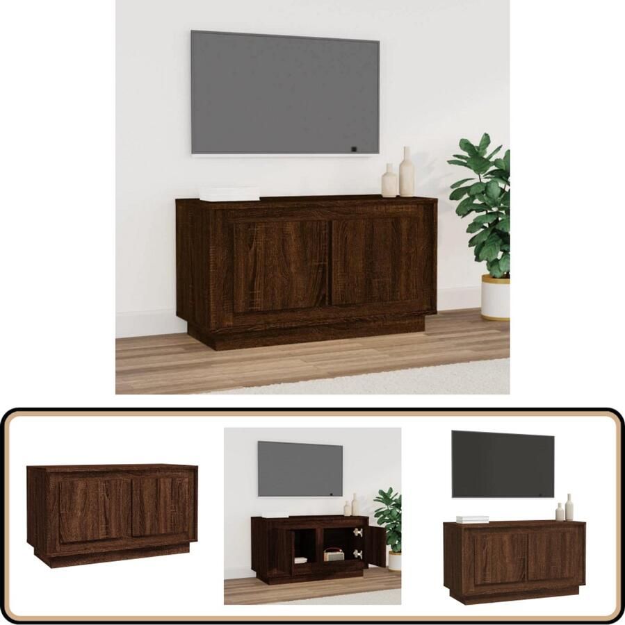 VidaXL Tv-meubel 80x35x45 cm Bruin Eikenhout Tv-meubel Houten Tv-meubel Bruine Tv-meubel Salontafel Kast Met Deuren