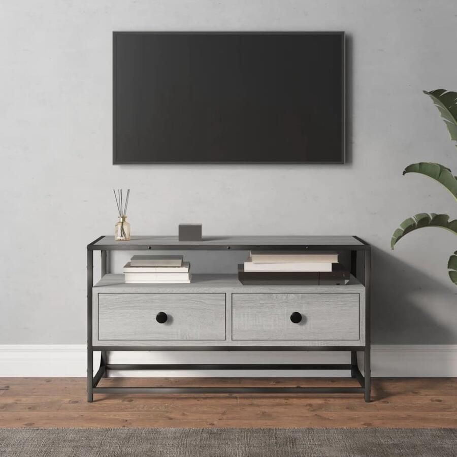 VidaXL Tv-meubel 80x35x45 cm Grijs Sonoma Eiken Tv Meubel Salontafel Houten Tv Kast Grijze Tv Kast Landelijke Tv Tafel Design Tv Meubel Compact Tv Meubel Media Kast Entertainment Center - Foto 2