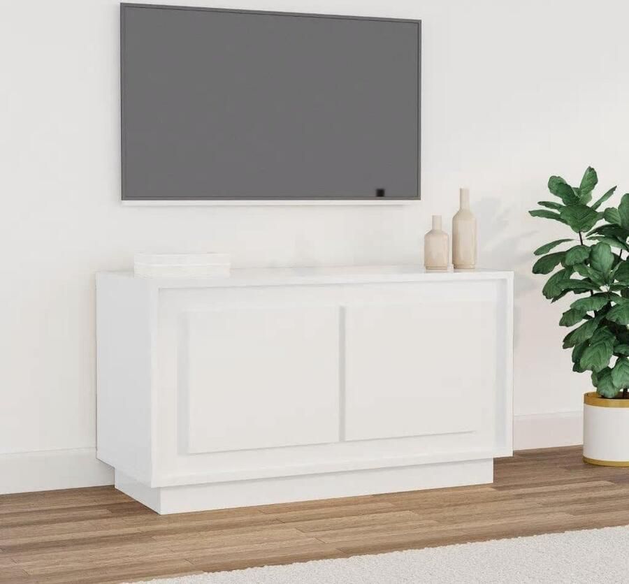 VidaXL Tv-meubel 80x35x45 cm Hoogglans wit Tv-meubel Salontafel Kast Houten Meubilair Witte Meubels Modern Interieur Livingroom Furniture Media Storage Entertainment Center Boekenplank - Foto 2