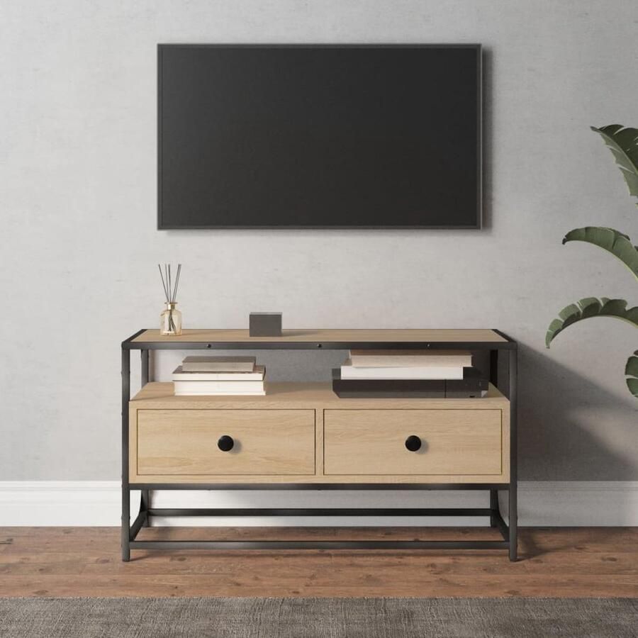 VidaXL Tv-meubel 80x35x45 cm Sonoma eiken Hout Tv Meubel Salontafel Houten Meubelen Sonomapine Bruine Meubelen Modern Tv Meubel Landelijke Tv Kast Living Room Furniture Media Stand - Foto 2