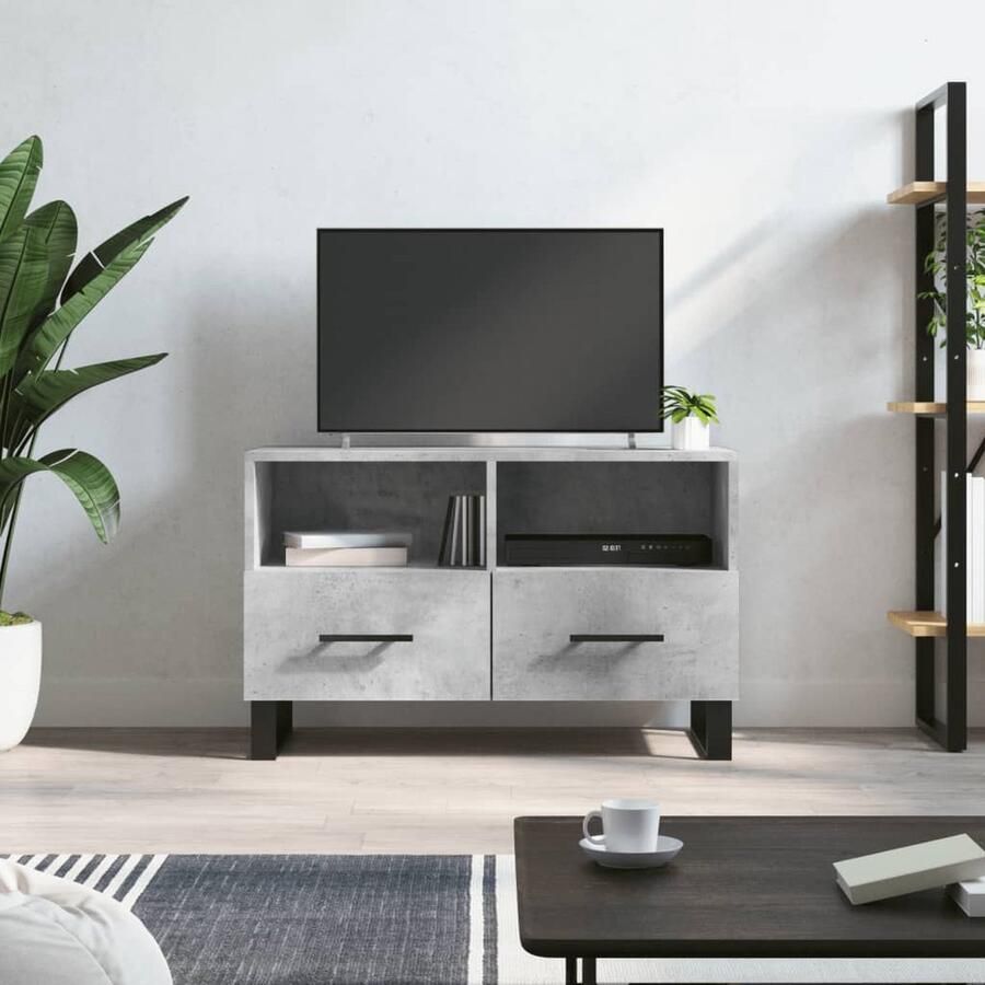 VidaXL Tv-meubel 80x36x50 cm Betongrijs Tv Meubel Kast Opbergkast Salontafel Houten Tv Stand Grijs Tv Meubel Beton Look Modern Tv Meubel - Foto 2