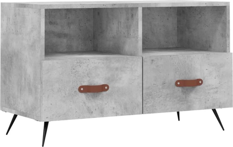 VidaXL Tv-meubel 80x36x50 cm Bewerkt hout Betongrijs Tv Kast Televisiesecretaris Beton Grijs Houten Tv Stand Tv Tafel Livingroom Furniture Salontafel
