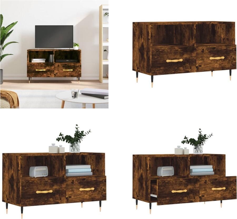 Prolenta Premium INFIORI Tv-meubel 80x36x50 cm bewerkt hout gerookt eikenkleurig - Foto 3