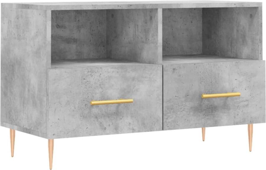 VidaXL Tv-meubel 80x36x50 cm Bewerkt Hout Grijs TV Meubel Kast Opbergkast Salontafel Woonkamerinrichting Houten Tv Stand Grijs Tv Meubel