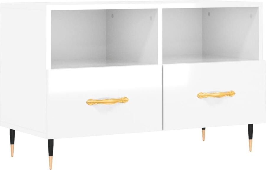 VidaXL Tv-meubel 80x36x50 cm Hoogglans Wit Tv-meubel Modern Tv-meubel Witte Tv-stand Houten Tv-meubel Tv Kast Salontafel Mediakast