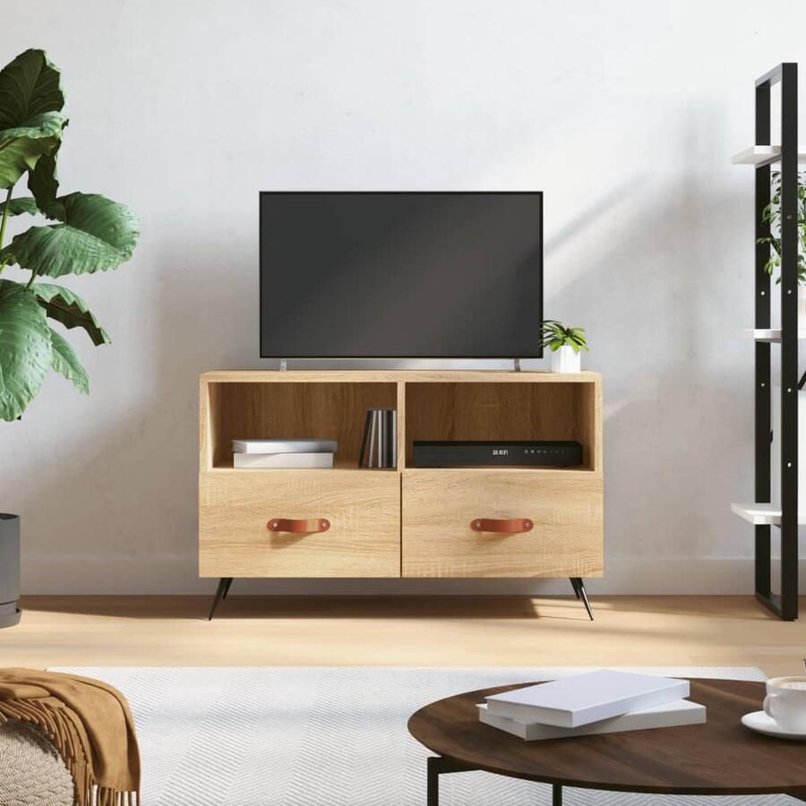 VidaXL Tv-meubel 80x36x50 cm Bewerkt hout Sonoma eiken Tv Meubel Salontafel Kast Opbergkast Houten Tv Meubel Sonomapine - Foto 2