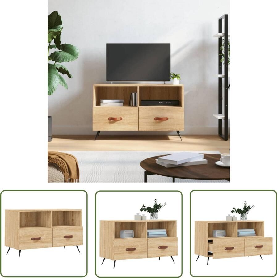 VidaXL Tv-meubel 80x36x50 cm Bewerkt hout Sonoma eiken Tv Meubel Salontafel Kast Opbergkast Houten Tv Meubel Sonomapine
