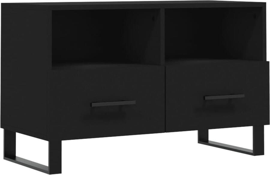 VidaXL Tv-meubel 80x36x50 cm Bewerkt hout Zwart TV Kast Tv Meubel Mediakast Salontafel Zwarte Tv Kast Houten Tv Kast Tv Stand