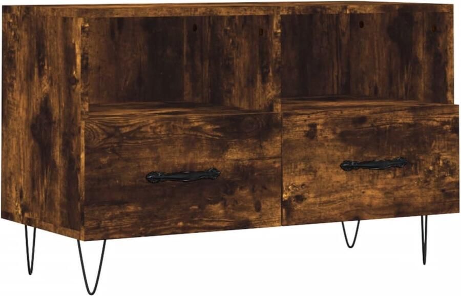 VidaXL Tv-meubel 80x36x50 cm Gerookt Eiken Tv Meubel Houten Tv Kast Tv Stand Salontafel Mediakast Bergruimte Opbergkast Landelijk Modern Rustiek