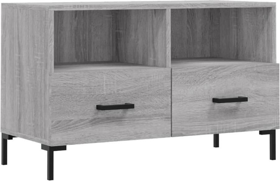 VidaXL Tv-meubel 80x36x50 cm Grijs Sonoma Eiken Televisiesecretaris Tv Kast Houten Tv Stand Salontafel Mediacabe Opslagoplossing Woonaccessoires