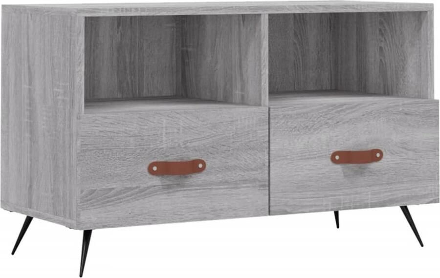 VidaXL Tv-meubel 80x36x50 cm Grijs Sonoma Eiken Televisieserie Mediakast Salontafel Houten Kast Grijze Kast Tv Stand Opslagoplossing Woonaccessoires