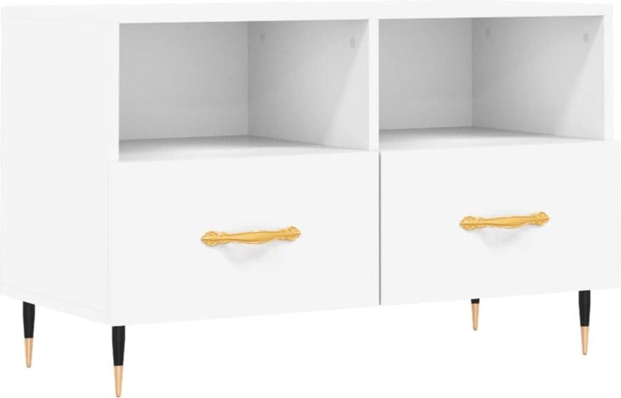 VidaXL Tv-meubel 80x36x50 cm Wit Bewerkt hout Televisiesecretaris Tv Kast Mediakast Opbergkast Houten Tv Meubel Witte Tv Kast