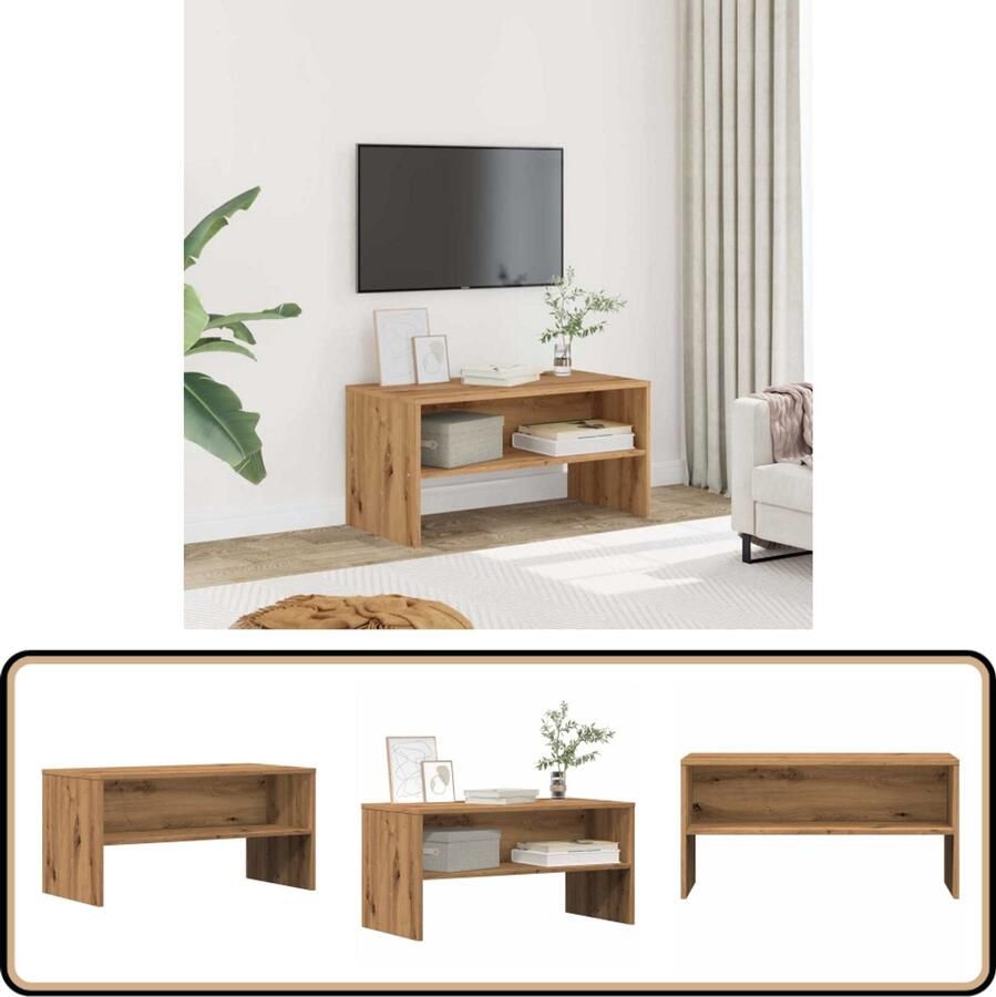 VidaXL Tv-meubel 80x40x40 cm Artisanaal eikenhout Tv-meubel Tv-meubelen Tv Kast Opbergkast