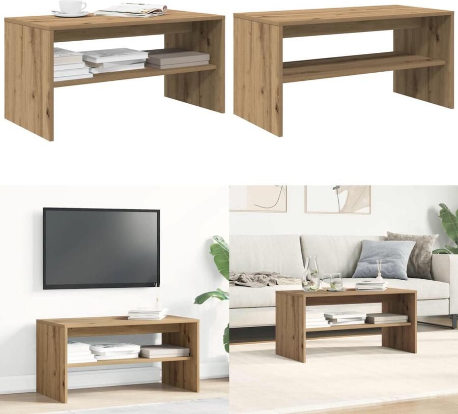 VidaXL Tv-meubel 80x40x40 cm bewerkt hout artisanaal eikenkleur TV-meubel TV-meubels -TV-meubel Televisiemeubel