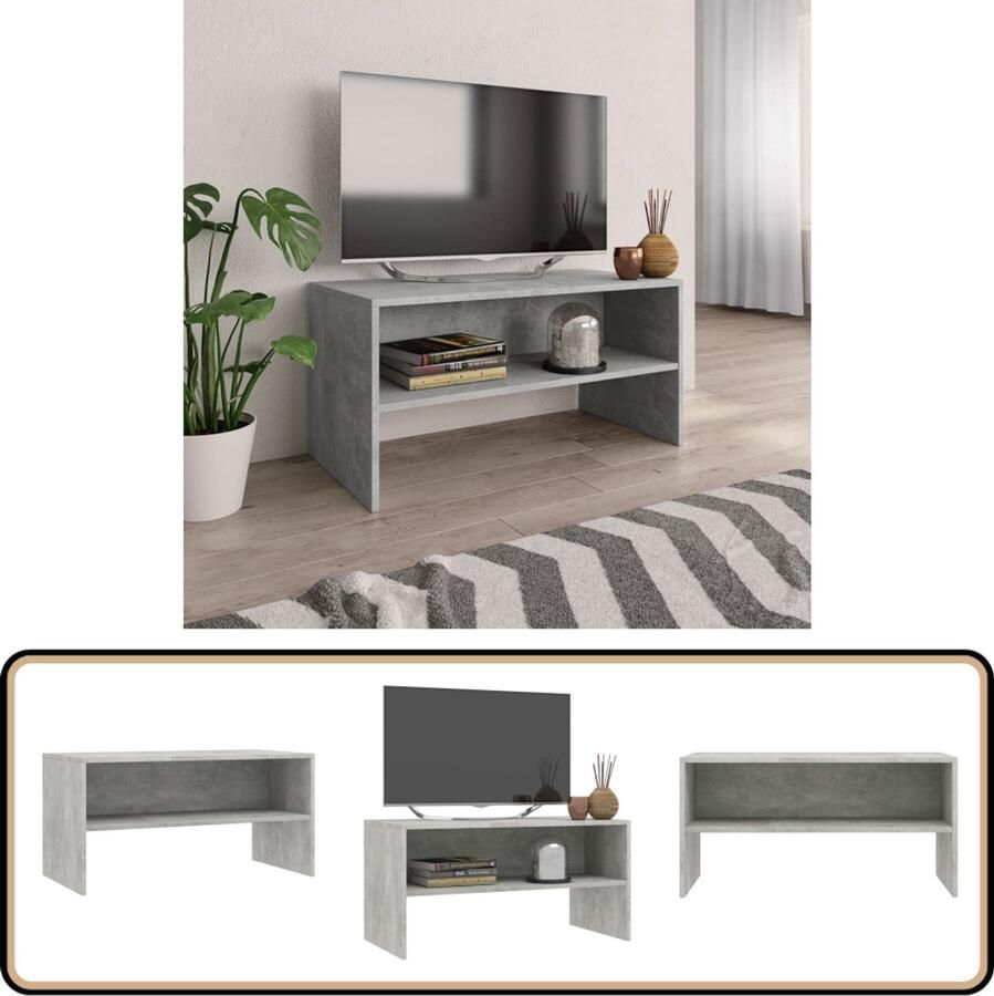 VidaXL Tv-meubel 80x40x40 cm Bewerkt hout Betongrijs Tv-meubel Vintage Tv-meubel Houten Tv-meubel Beton Grijs Salontafel Media Kast Entertainment Center Livingroom Meubilering Decoratief Tv-meubel
