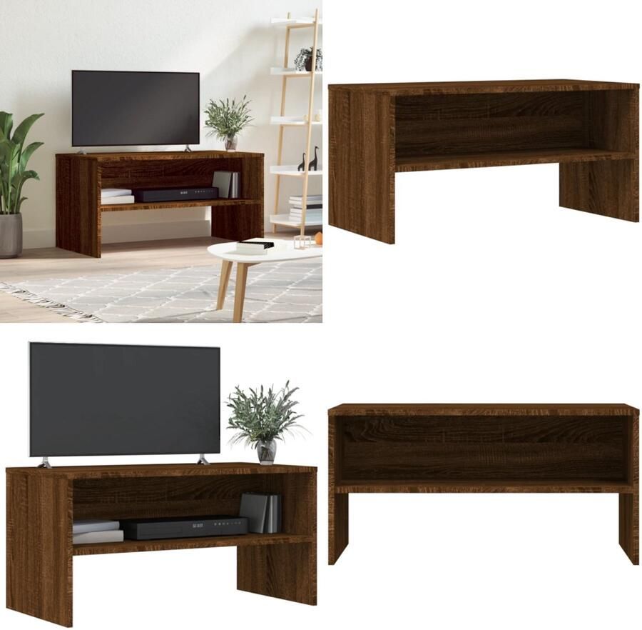 VidaXL Tv-meubel 80x40x40 cm bewerkt hout bruin eikenkleur Tv-meubel Tv-meubelen Tv Kast Opbergkast