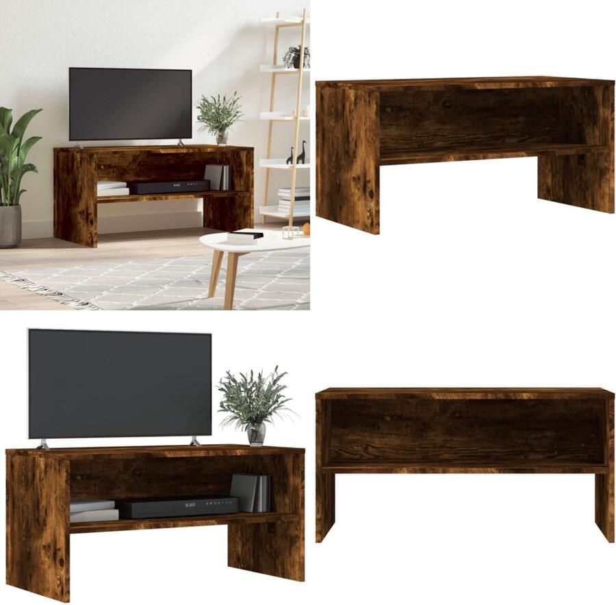 VidaXL Tv-meubel 80x40x40 cm bewerkt hout gerookt eikenkleurig Tv-meubel Tv-meubelen Tv Kast Opbergkast
