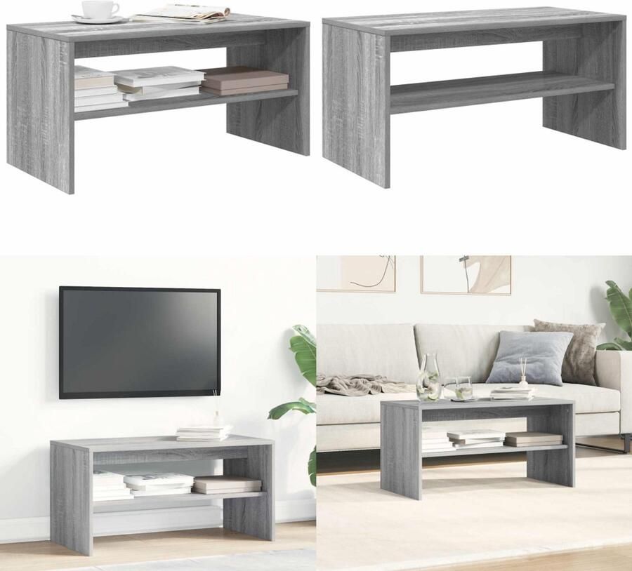 VidaXL Tv-meubel 80x40x40 cm bewerkt hout grijs sonoma eikenkleurig TV-meubel TV-meubels -TV-meubel Televisiemeubel