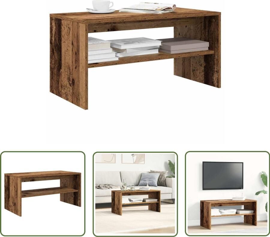 The Living Store Tv-meubel 80x40x40 cm bewerkt hout oud houtkleurig Tv-meubel Houten Tv-kast Salontafel Opberg Kast Living Room Furniture