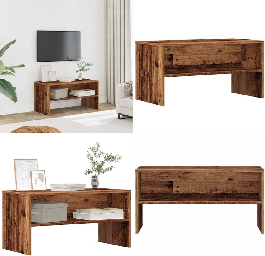 VidaXL Tv-meubel 80x40x40 cm bewerkt hout oud houtkleurig Tv-meubel Tv-meubelen Tv Kast Opbergkast