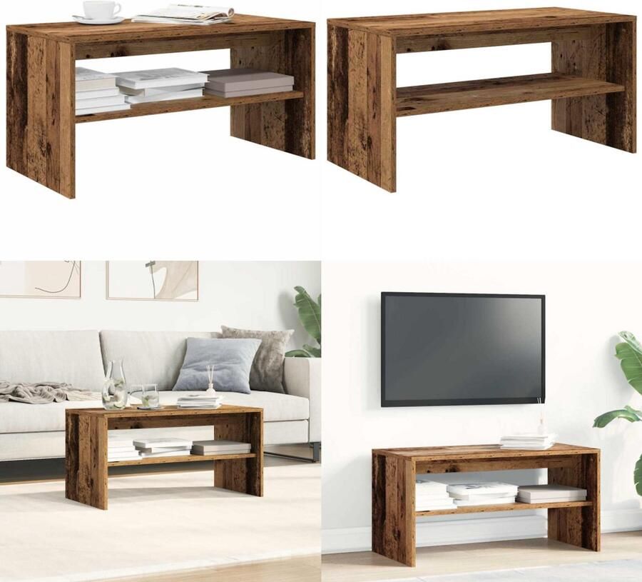 VidaXL Tv-meubel 80x40x40 cm bewerkt hout oud houtkleurig TV-meubel TV-meubels -TV-meubel Televisiemeubel