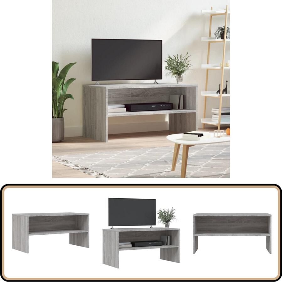 VidaXL Tv-meubel 80x40x40 cm Grijs Sonoma Eiken Tv Kast Tv Meubilair Salontafel Houten Tv Stand Grijze Tv Tafel
