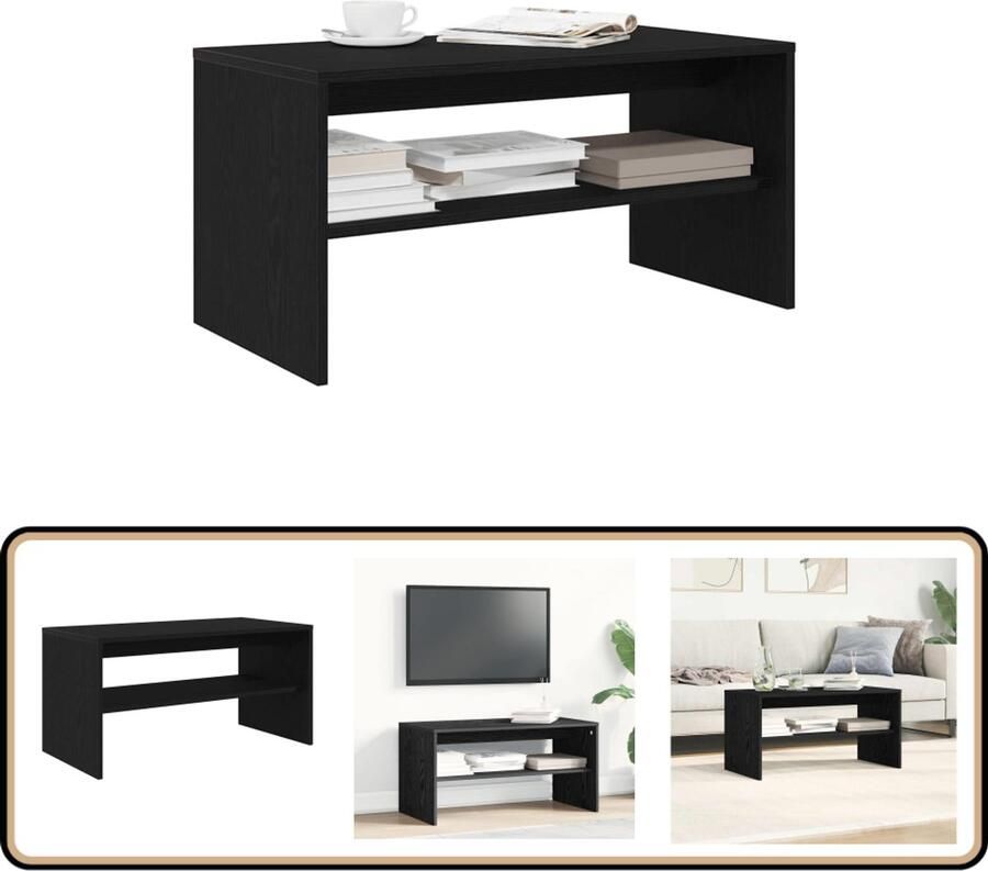 The Living Store Tv-meubel 80x40x40 cm spaanplaat zwart eikenkleurig Tv-meubel Salontafel Houten Tv-kast Media Kast Opbergruimte - Foto 2
