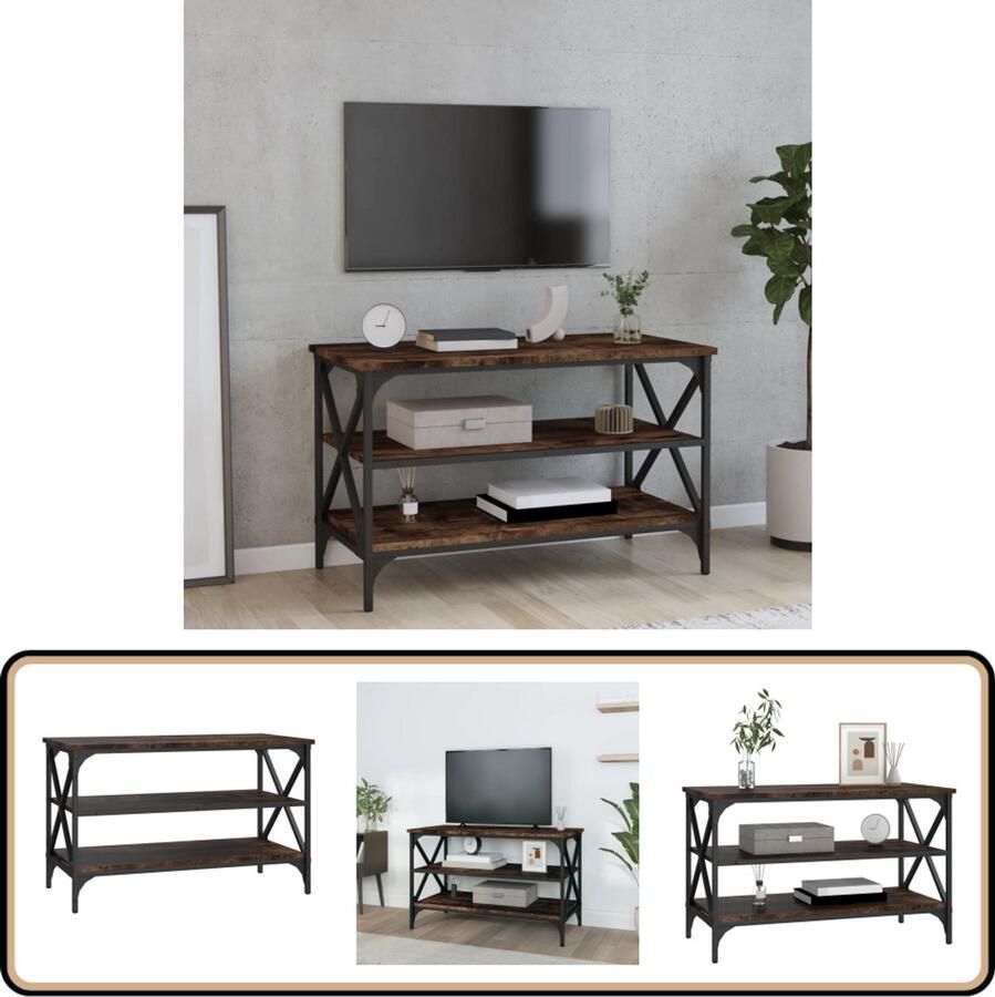 VidaXL Tv-meubel 80x40x50 cm Gerookt Eiken TV Kast Industrieel Houten TV Meubel Houten Salontafel Bruine TV Stand