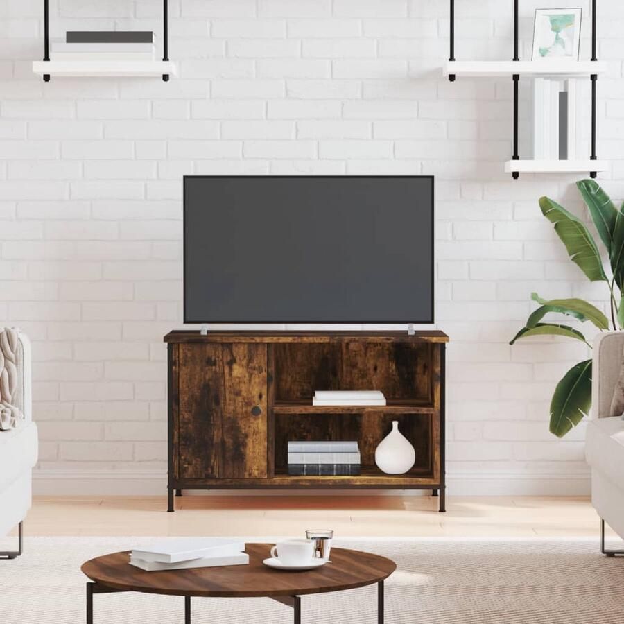 VidaXL Tv-meubel 80x40x50 cm Gerookt Eikenhout Tv Kast Tv Meubel Houten Tv Kast Vintage Tv Kast Industrieel Tv Meubel Bruine Tv Kast Salontafel Livingroom Furniture - Foto 2