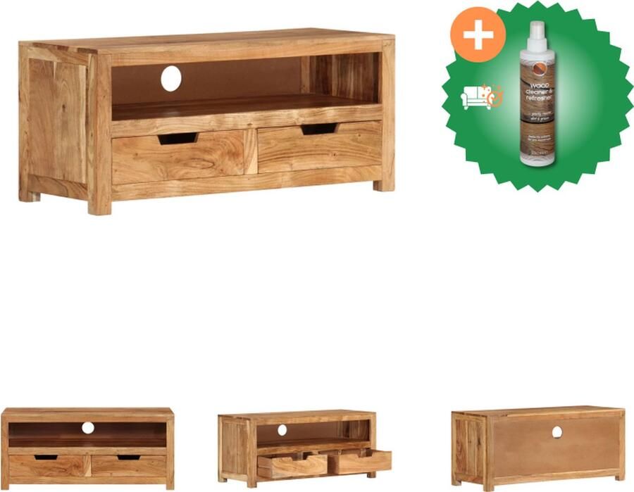 VidaXL Tv-meubel 88x35x40 cm massief acaciahout Kast Inclusief Houtreiniger en verfrisser