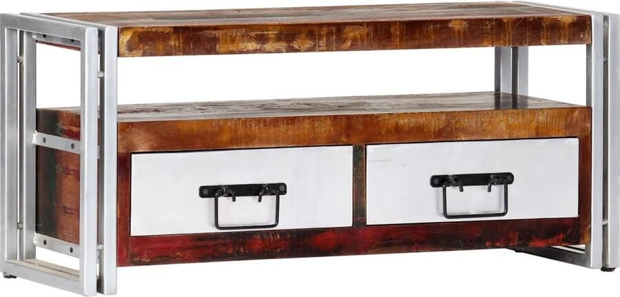 VidaXL Tv-meubel 90x30x40 cm Massief gerecycled hout TV-meubel Vintage Meubels Industrieel Design Hout Tv-stand Salontafel Boekenplank Opslagruimte Retro Meubilair - Foto 2