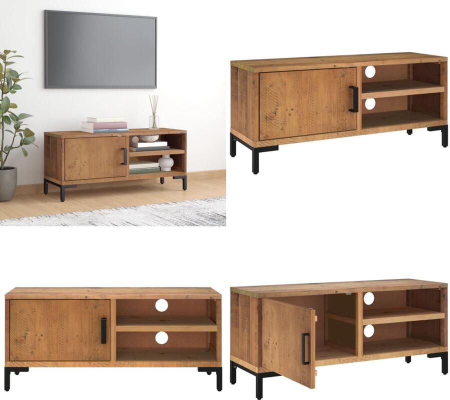 VidaXL Tv-meubel 90x30x40 cm massief grenenhout bruin Tv Kast Tv Meubel Hifi Meubel Hifi Kast