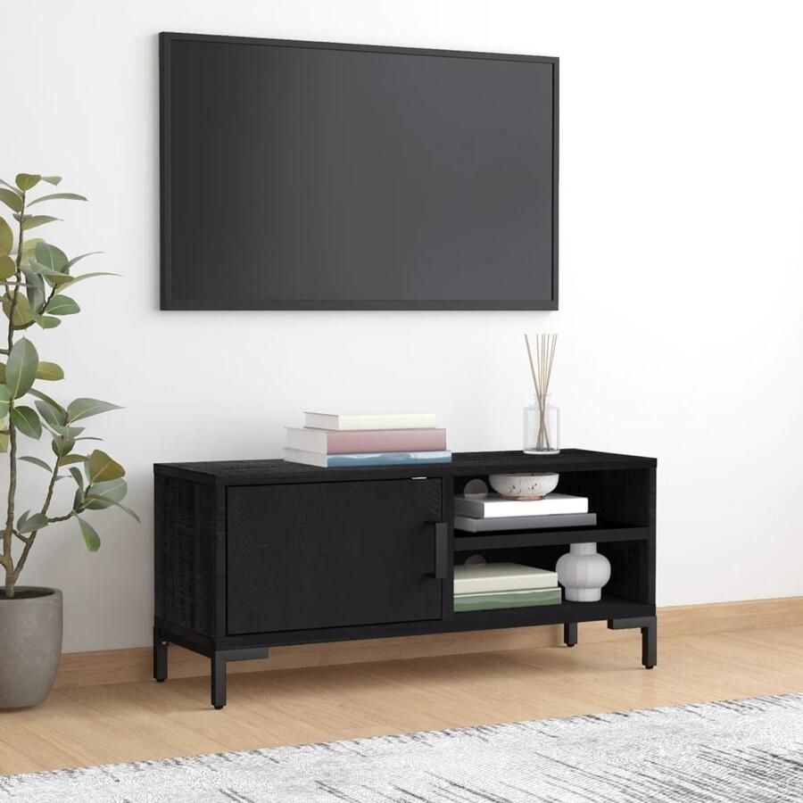 VidaXL Tv-meubel 90x30x40 cm massief grenenhout zwart Tv-kast Tv-kasten Tv-meubel Hifi-meubel