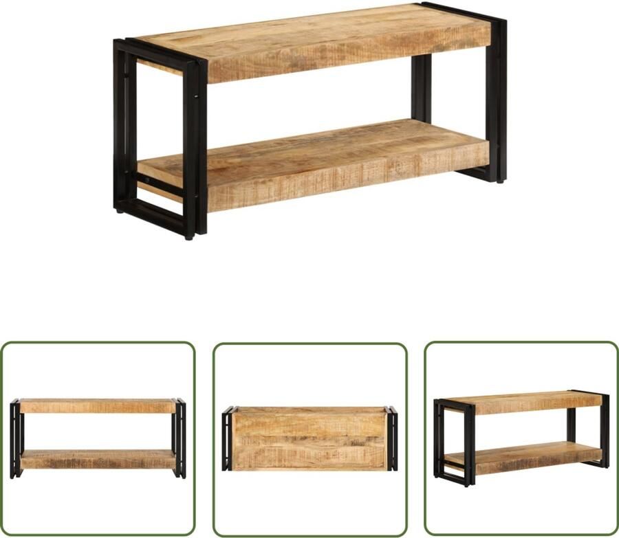 VidaXL Tv-meubel 90x30x40 cm massief mangohout Tv-meubel Salontafel Halkast Mangohouten Meubels Landelijk Interieur Vintage Meubelen Retro Meubilair Handmade Furniture Industrial Style