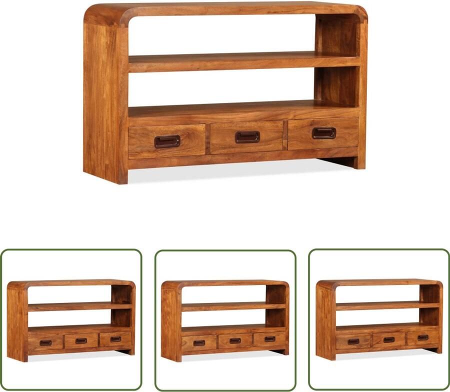 VidaXL Tv-meubel 90x30x55 cm Massief Acaciahout Tv-meubel Acacia Hout Salon Meubilair Kast Boekenplank Media Kast Vintage Tv Stand